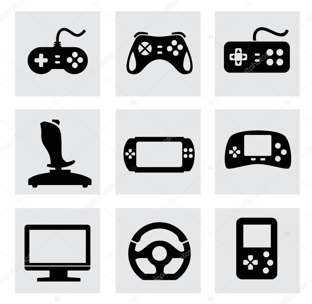Vector video game and joystick icons set