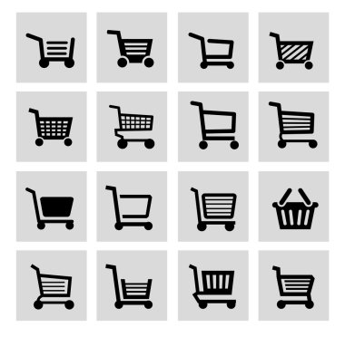 alışveriş sepeti Icon set vektör siyah