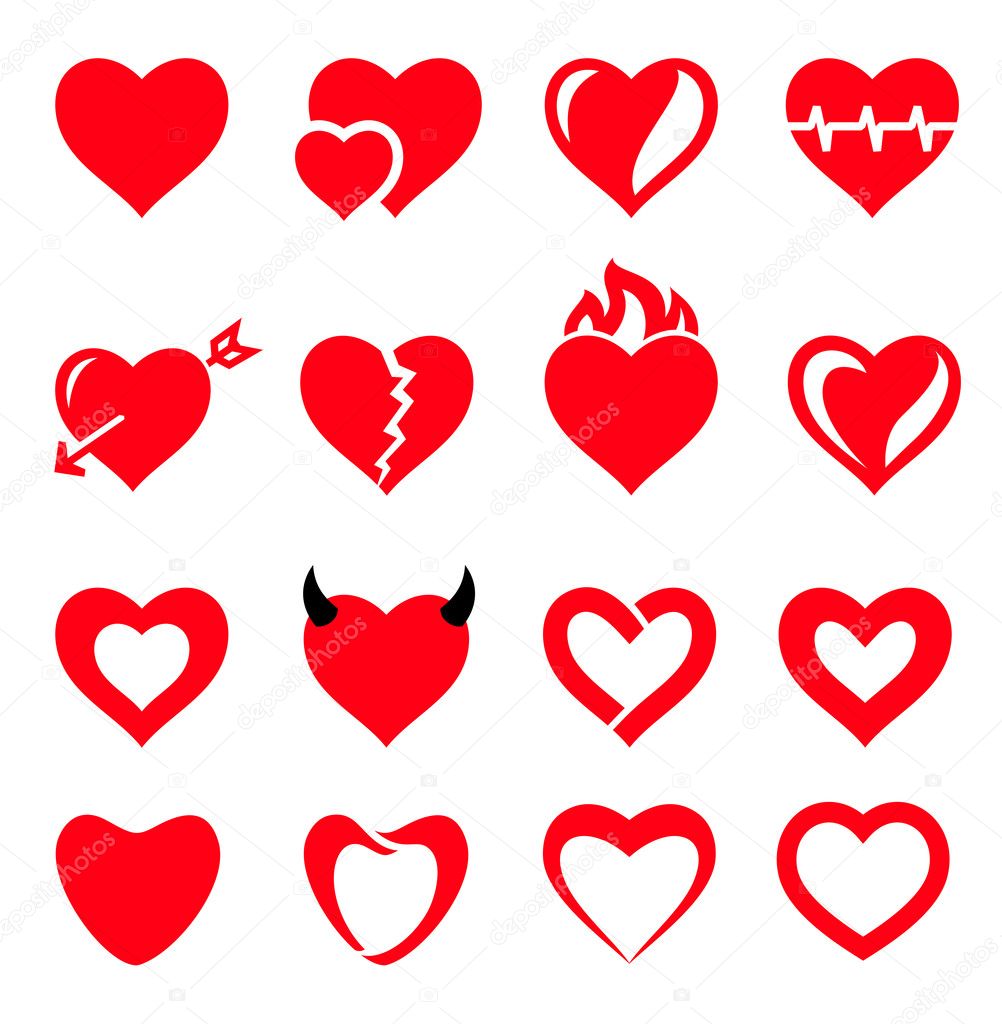 Vector hearts icon set