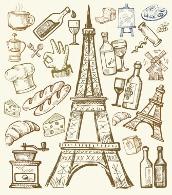 paris illüstrasyon vektör el çekilmiş