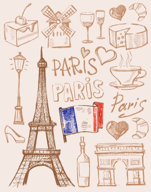 paris illüstrasyon vektör el çekilmiş