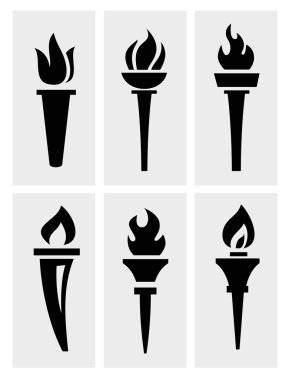 Torch icons set clipart