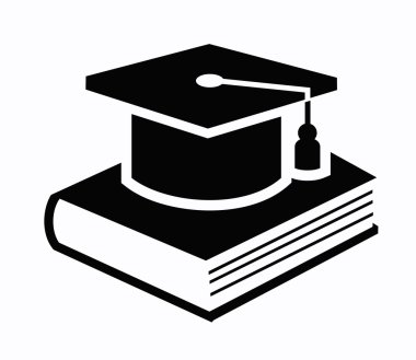 Mezuniyet kep ve kitap simgesi