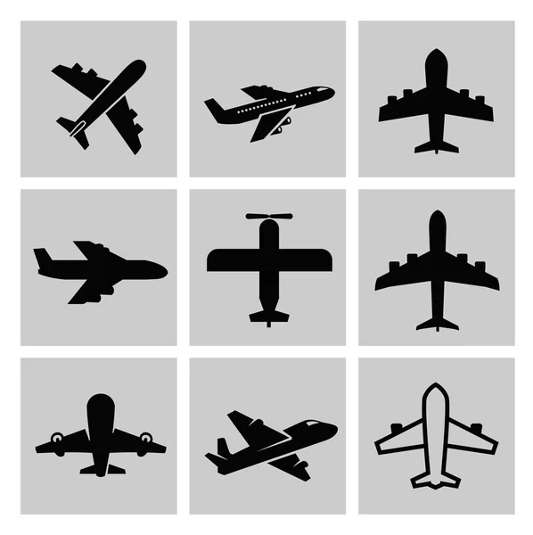 Flygplan ikoner — Stock vektor