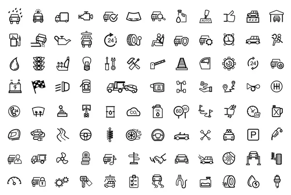 Vector black auto icons set — Stock Vector