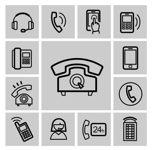 Set di icone del telefono nero vettoriale — Vettoriale Stock