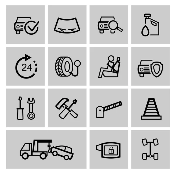 Vector black auto icons set — Stock Vector