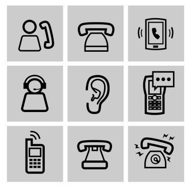 vektör siyah telefon simgeler kümesi