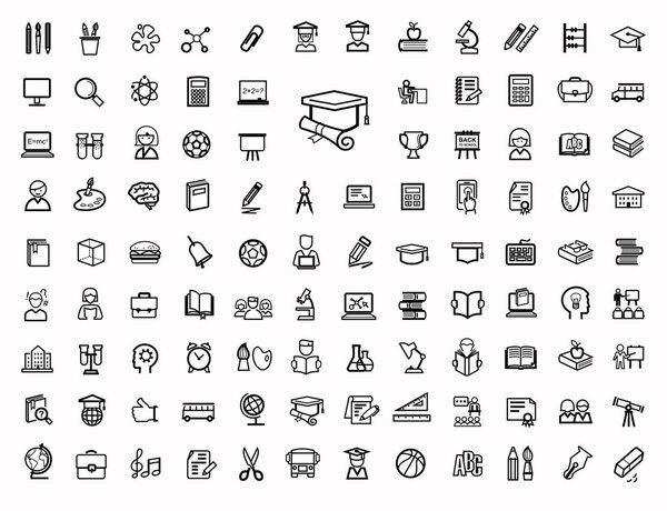 Vector black education icons set