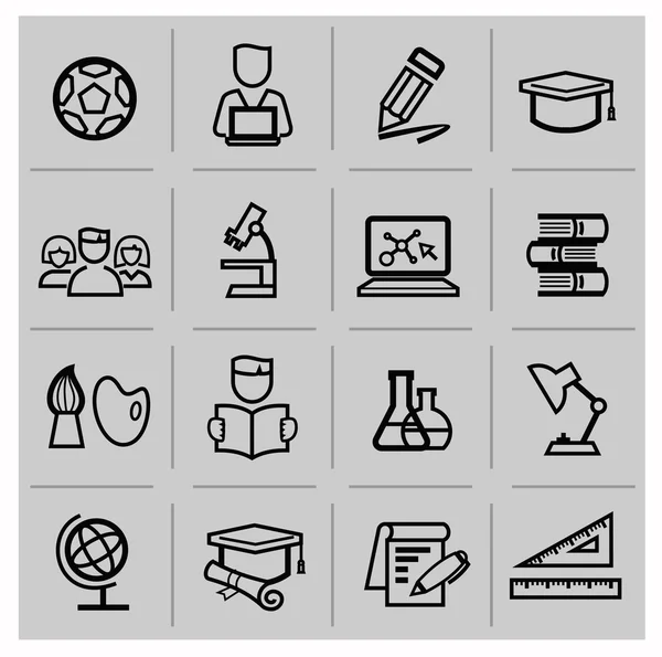 Iconos de educación, signos, conjunto de ilustración vectorial — Vector de stock