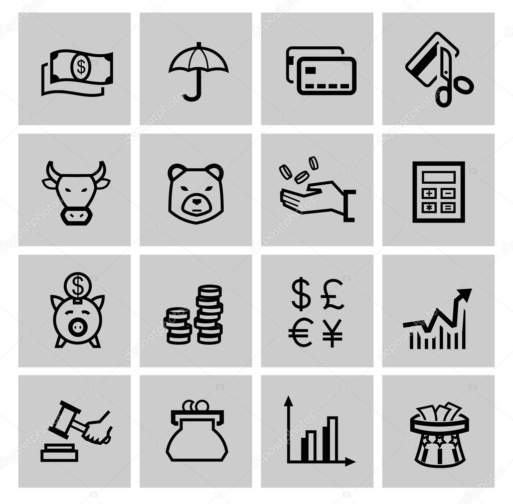 Vector black business icons