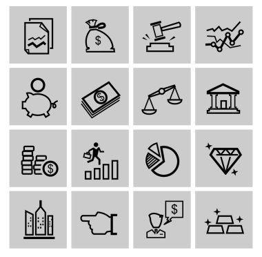 vektör siyah iş ikonları/simgeleri