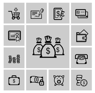 vektör siyah iş ikonları/simgeleri