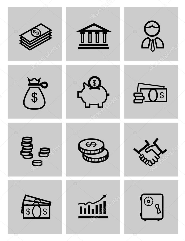 Vector black business icons