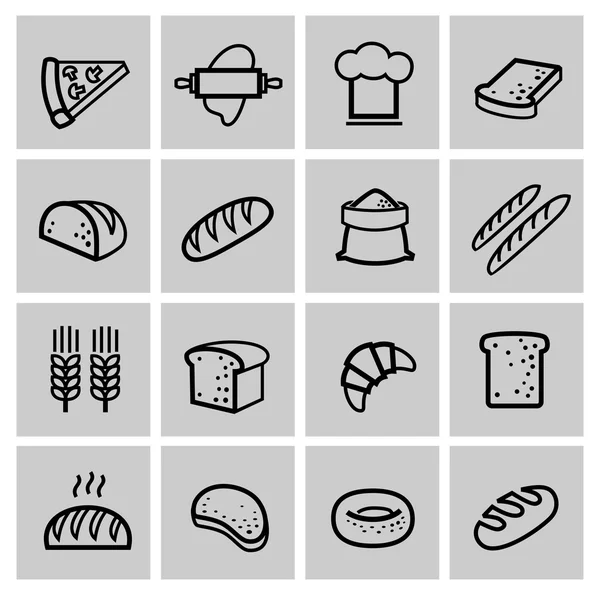 Ensemble d'icônes de pain noir vectoriel — Image vectorielle