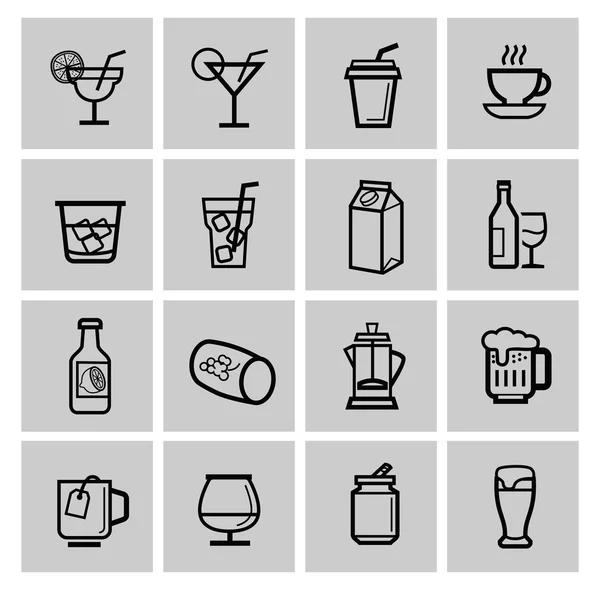 Vector beverages icons set — Stock Vector