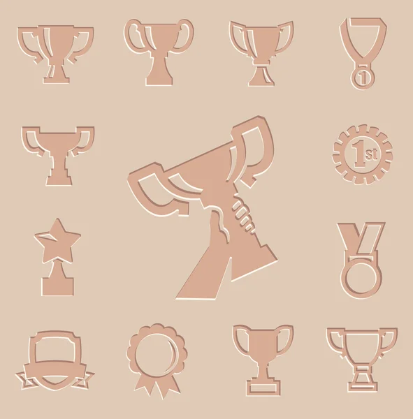 Conjunto de trofeo vectorial e iconos de premios — Vector de stock