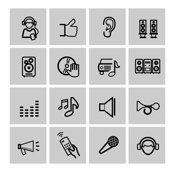 Conjunto de iconos de música negra vectorial — Vector de stock