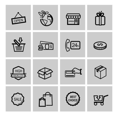 alışveriş siyah vektör ikonlar