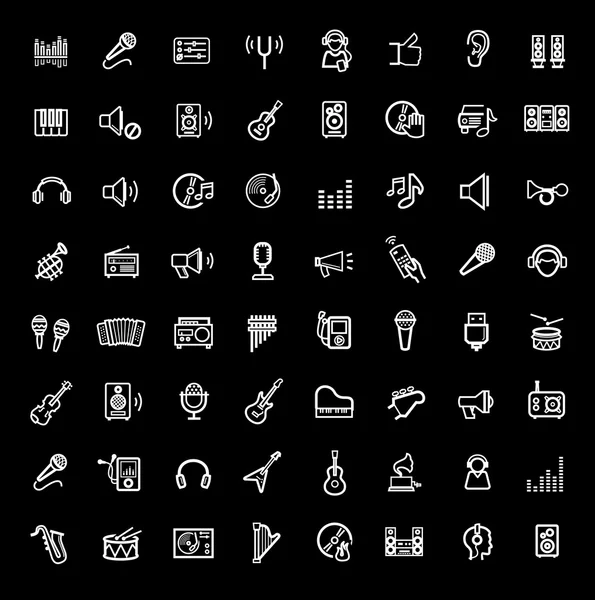 Vector zwarte muziek iconen set — Stockvector