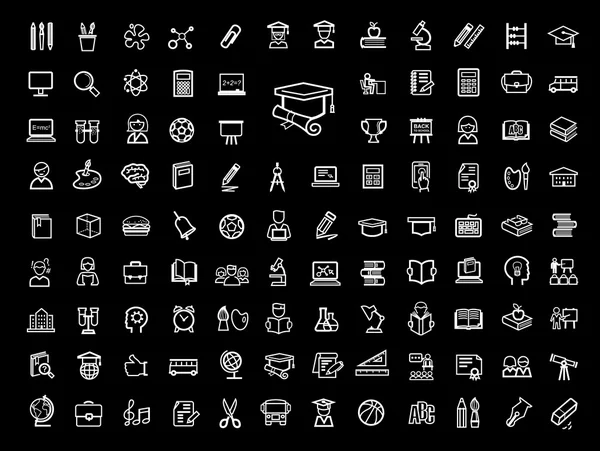 Ensemble d'icônes éducatives vectorielles noires — Image vectorielle
