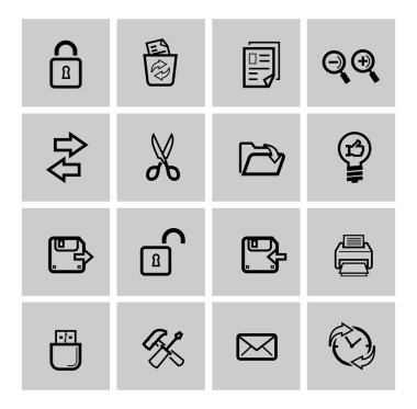 siyah vektör web simgeler kümesi