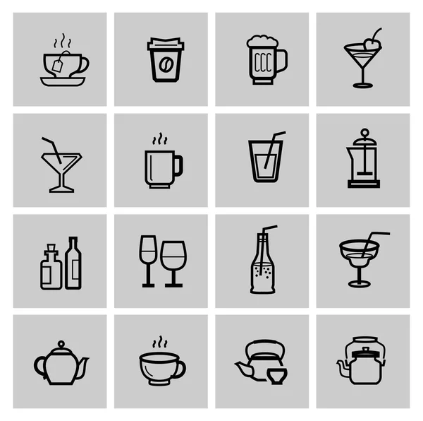 Conjunto de iconos de vectores de bebidas negras — Archivo Imágenes Vectoriales