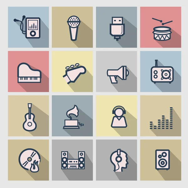 Vector muziek iconen set — Stockvector