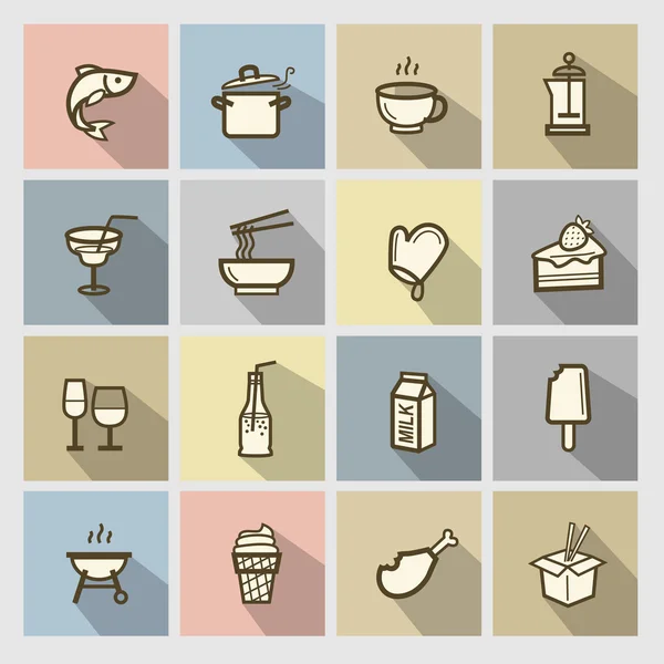Conjunto de iconos de alimentos vectoriales — Archivo Imágenes Vectoriales