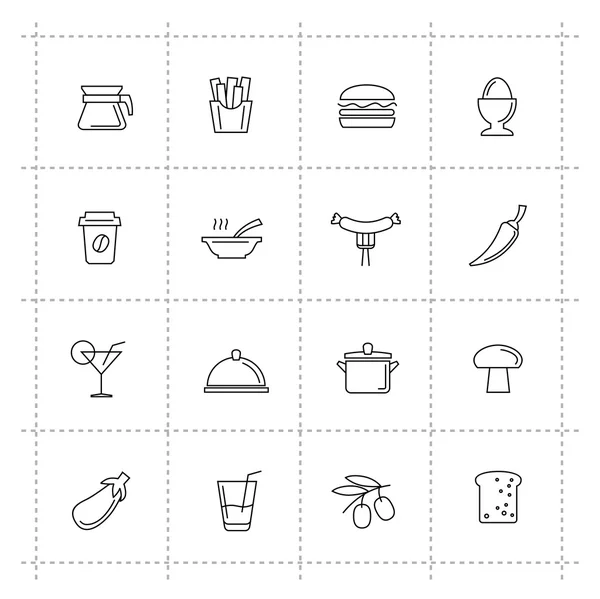 Vector voedsel pictogrammen instellen op wite achtergrond — Stockvector