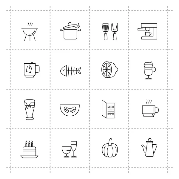 Iconos de comida vectorial establecidos sobre fondo wite — Archivo Imágenes Vectoriales