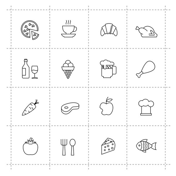 Vector food icons set on wite background