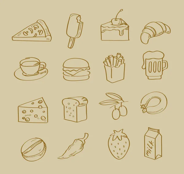 Aliments dessinés à la main vectoriels — Image vectorielle