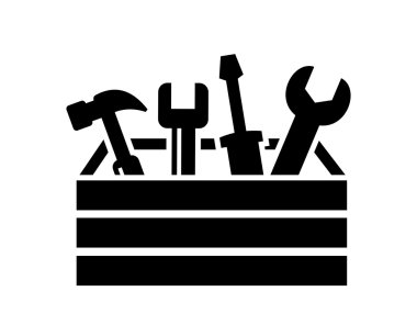 Toolbox with tools icon clipart