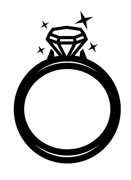Vektorové černý prsten s diamantem — Stockový vektor