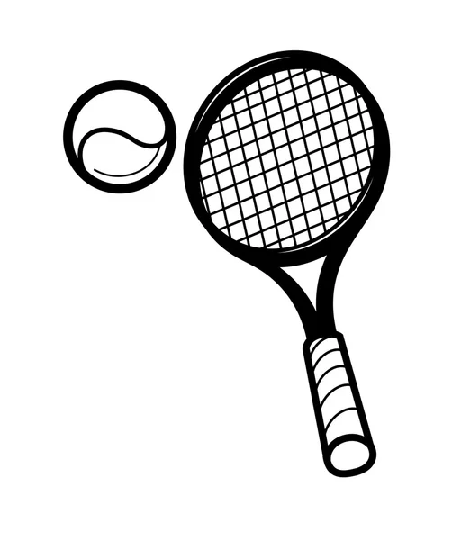 Raqueta de tenis y balón — Vector de stock