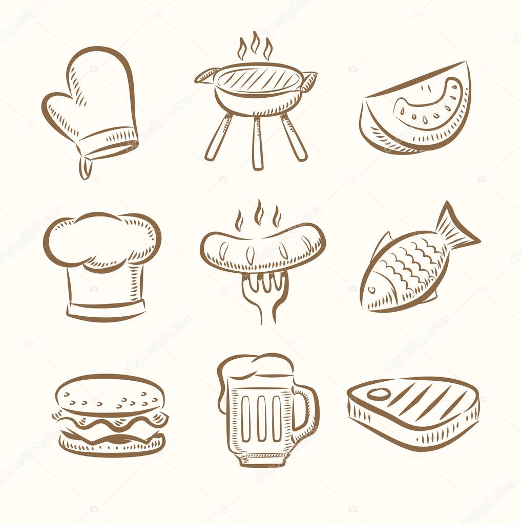 Barbecue icon set