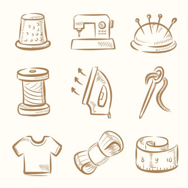 Sewing icon set clipart