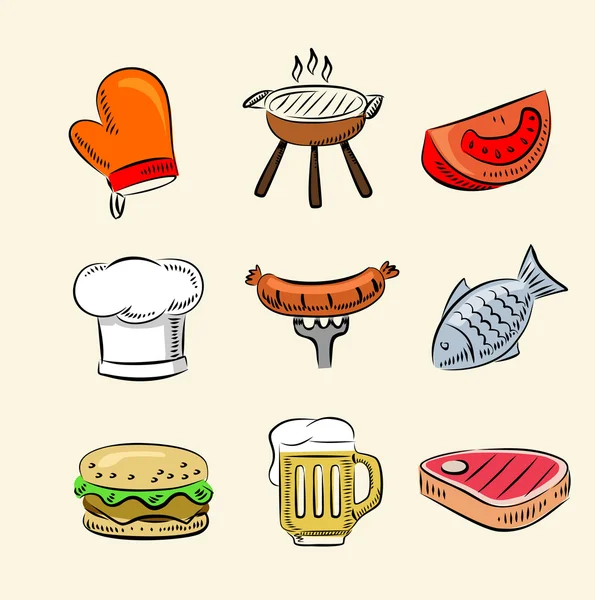 Conjunto de ícones de churrasco — Vetor de Stock