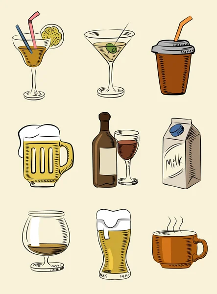 Iconos de bebidas — Vector de stock