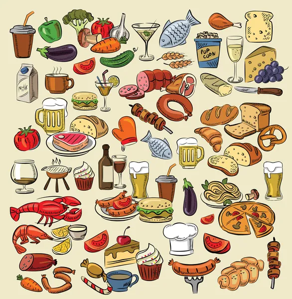 Alimentos de color — Vector de stock