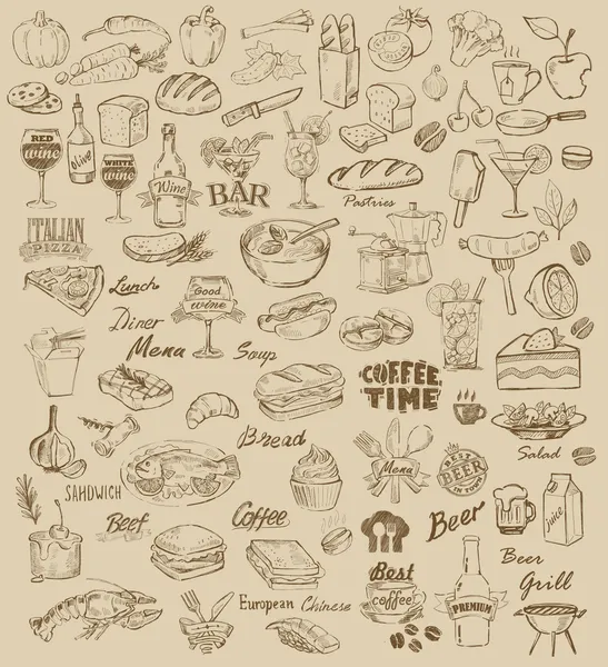 Food and meal — Stock Illustration Food and meal Vector Graphics