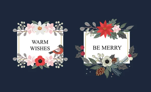 Cadre de Noël vectoriel avec branches de sapin de fleur et place pour le texte. — Image vectorielle