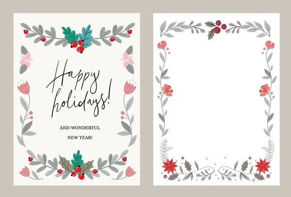 Vector Christmas frame with flower fir branches and place for text. — Stock Vector