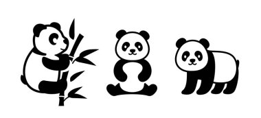Bambu set vektörlü panda logosu.