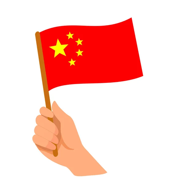 Hand houden van de nationale vlag van China vector. — Stockvector