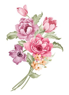 basit beyaz arka planda sulu boya çizim çiçek