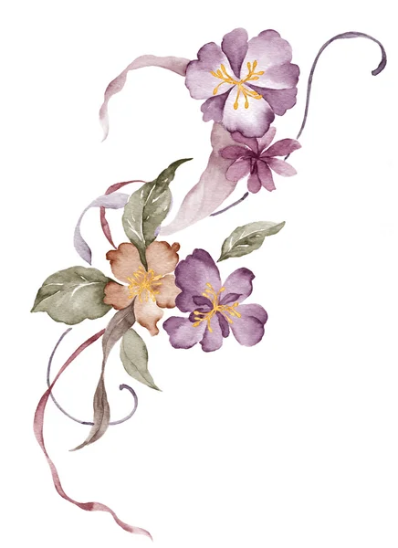 Watercolor illustration flower in simple white background — Stock fotografie