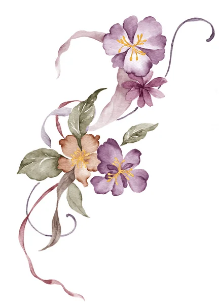 Aquarel illustratie bloem in eenvoudige witte achtergrond — Stockfoto