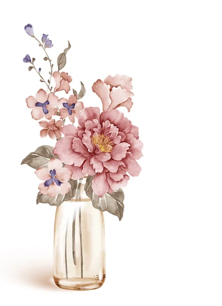 Acquerello fiore illustrazione in semplice sfondo bianco — Foto Stock
